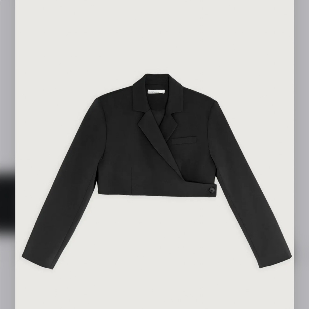 Oak + Fort Black Cropped Blazer NWOT Size M